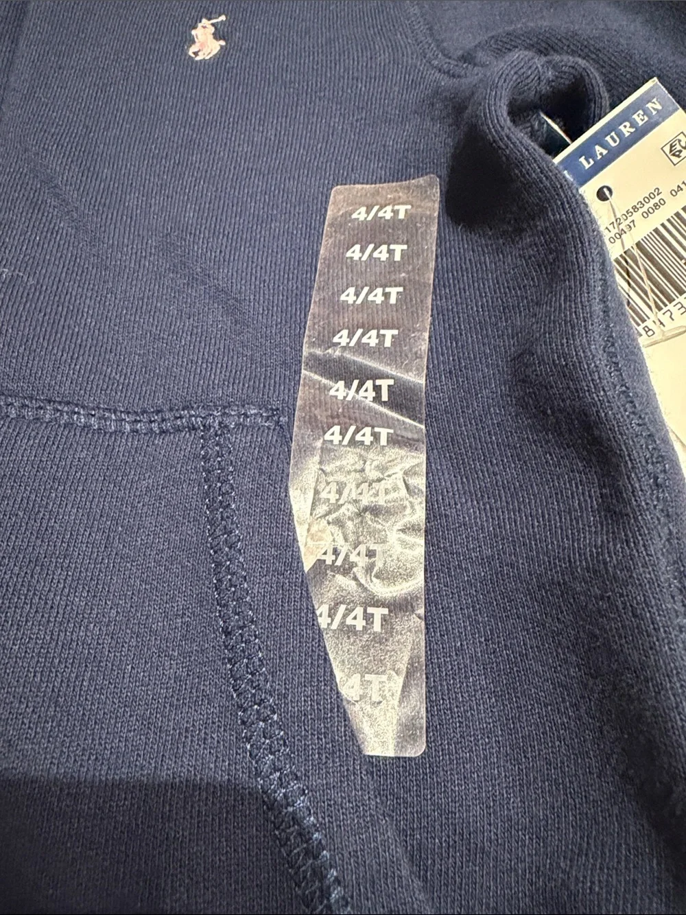 Ralph Lauren Navy Zip Hoodie with Pink Pony size 4/4T